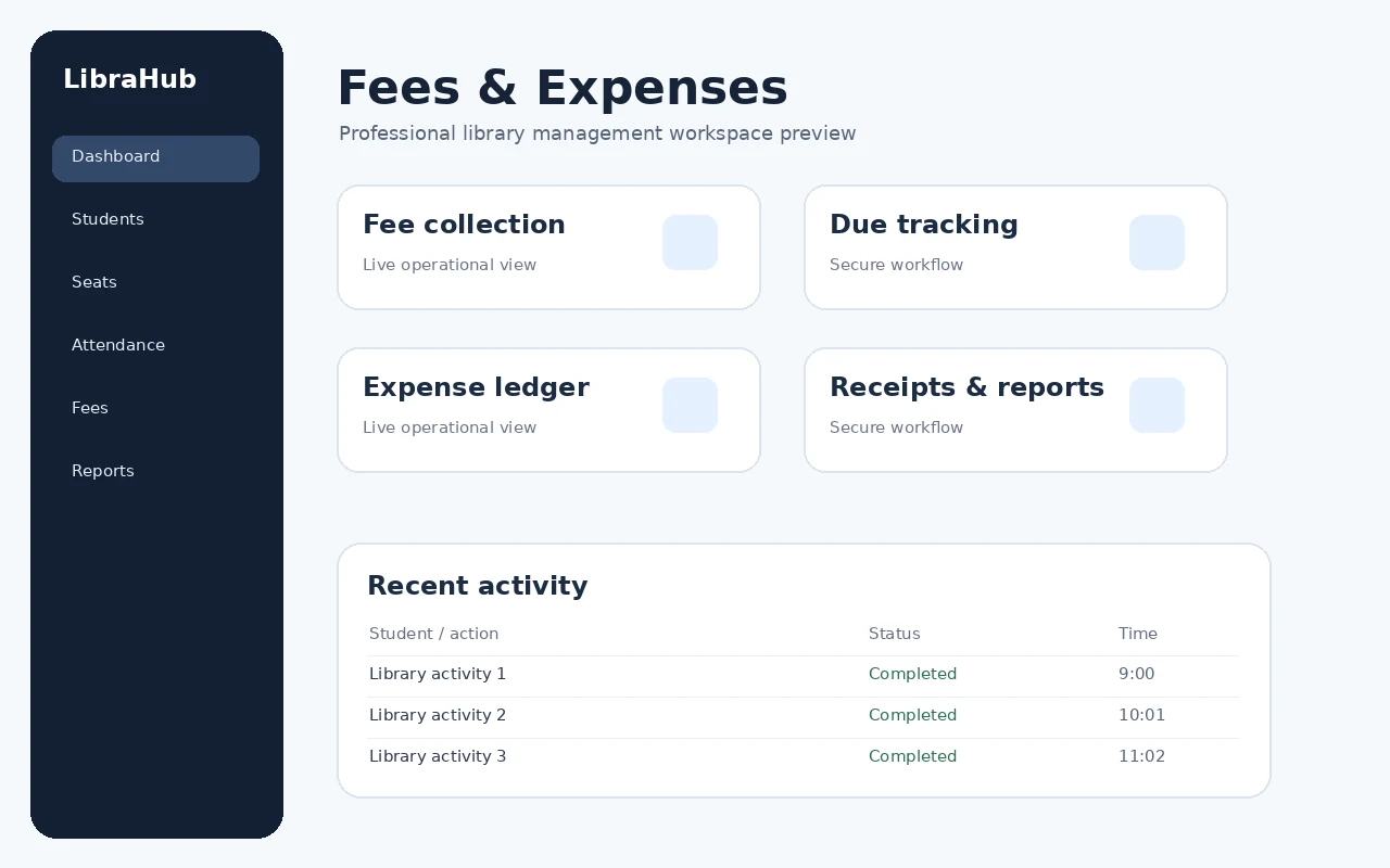 LibraHub Fees and Expenses screen