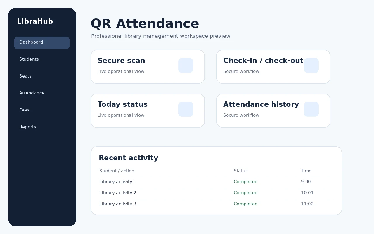 LibraHub QR Attendance screen