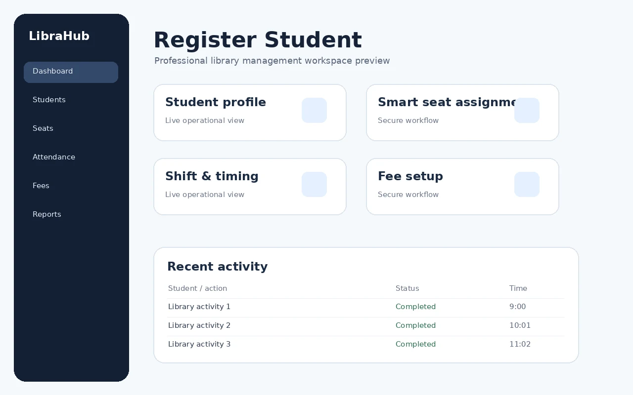 LibraHub Register Student screen